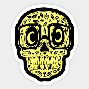 Skull Eyeglass Halloween Doodle Slime Green Sticker